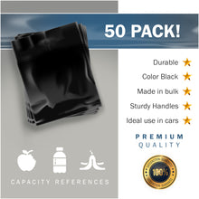 Load image into Gallery viewer, 50 Pack 9&quot; x 12&quot; with 2 mil Thick Black Disposable Car Trash Bags