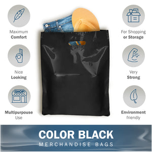 200 Pack 12" x 15" with 1.5 mil Thick Black Shopping Bags