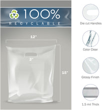 Load image into Gallery viewer, 200 Pack 12&quot; x 15&quot; with 1.5 mil Thick Clear Shopping Bags