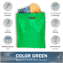 Load image into Gallery viewer, 200 Pack 12&quot; x 15&quot; with 1.5 mil Thick Green Shopping Bags