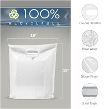 Load image into Gallery viewer, 100 White Merchandise Bags 15 x 18 x 2 in. Plastic Shopping Bags by PPB