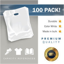 Load image into Gallery viewer, 100 White Merchandise Bags 15 x 18 x 2 in. Plastic Shopping Bags by PPB