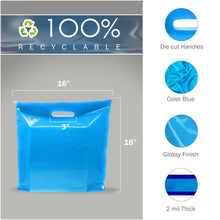 Load image into Gallery viewer, 100 Pack 16" x 16" with 2 mil Thick Blue Glossy Bags