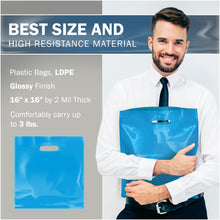 Load image into Gallery viewer, 100 Pack 16" x 16" with 2 mil Thick Blue Glossy Bags