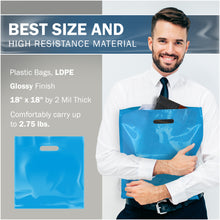 Load image into Gallery viewer, 100 Pack 18" x 18" with 2 mil Thick Blue Glossy Bags