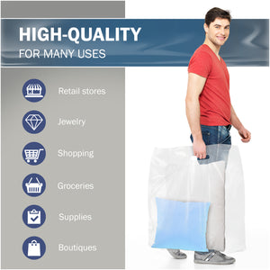 50 Pack 26" x 26" with 3 mil Thick Extra Large Clear Merchandise Plastic Retail Bags (HDPE)