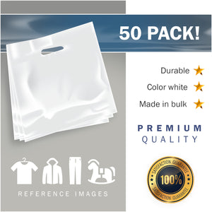 50 Pack 26" x 26" with 3 mil Thick Extra Large White Merchandise Plastic Retail Bags (HDPE)