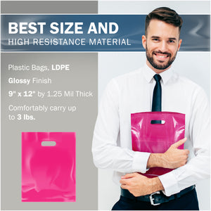 100 Pack 9" x 12" with 1.25 mil Thick Pink Glossy Bags