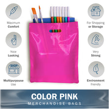 Load image into Gallery viewer, 100 Pack 9" x 12" x 2 mil Thick Pink Merchandise Plastic Shopping Bags