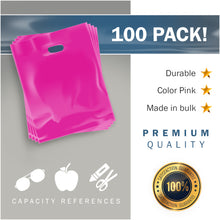 Load image into Gallery viewer, 100 Pack 9" x 12" x 2 mil Thick Pink Merchandise Plastic Shopping Bags
