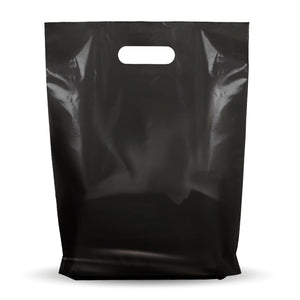 1000 Pack 12" x 15" with 1.25 mil Thick Black Merchandise Plastic Glossy Retail Bags