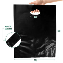 Load image into Gallery viewer, 100 Pack 12&quot; x 15&quot; with 1.25 mil Thick Black Merchandise Plastic Glossy Retail Bags