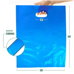 500 Pack 12" x 15" with 1.25 mil Thick Blue Merchandise Plastic Glossy Retail Bags