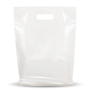 100 Pack 12" x 15" with 1.25 mil Thick White Merchandise Plastic Glossy Retail Bags