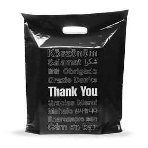 100 Pack 12" x 15" with 2 mil Thick Extra Large Black Merchandise Plastic Retail Lang Thank You Bags