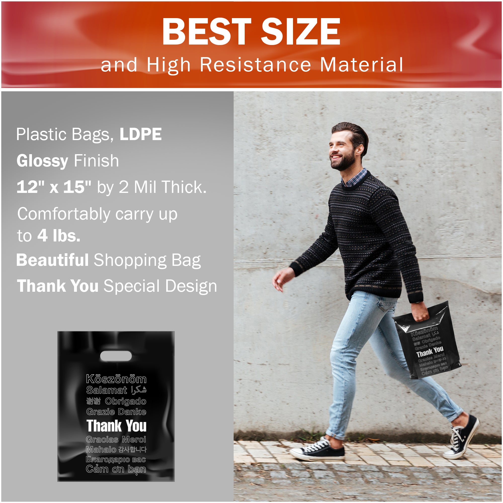 Aazon.co: 100 Pack | 2 Il Thick 12"x15" Erchandise Bags | Die Cut - Foto 11