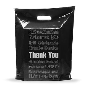 100 Pack 12" x 18" with 2 mil Thick Extra Large Black Merchandise Plastic Retail Lang Thank You Bags