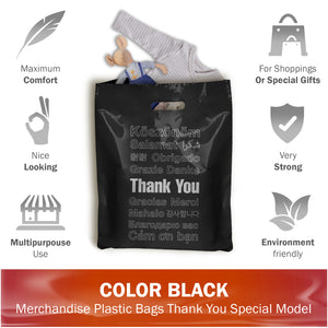 100 Pack 12" x 18" with 2 mil Thick Extra Large Black Merchandise Plastic Retail Lang Thank You Bags