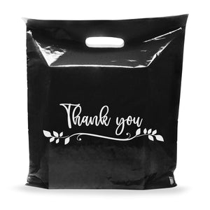 100 Pack 20" x 20" with 2 mil Thick Extra Large Black Merchandise Plastic Retail Lea Thank You Bags