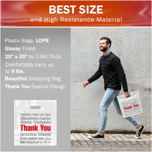 100 Pack 20" x 20" with 2 mil Thick Extra Large White Merchandise Plastic Retail Lang Thank You Bags