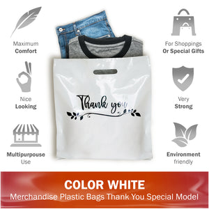 100 Pack 20" x 20" with 2 mil Thick Extra Large White Merchandise Plastic Retail Lea Thank You Bags