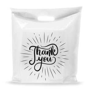 100 Pack 20" x 20" with 2 mil Thick Extra Large White Merchandise Plastic Retail Spark Thank You Bags