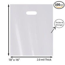 Load image into Gallery viewer, 100 Pack 16&quot; x 18&quot; with 2 mil Thick White Merchandise Plastic Glossy Retail Bags