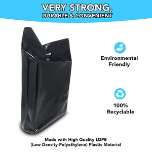 Black Merchandise Plastic Shopping Bags - 100 Pack 15" x 18" 1.25 mil Thick, 2 in Gusset