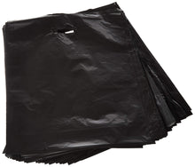 Load image into Gallery viewer, Black Merchandise Plastic Shopping Bags - 100 Pack 15&quot; x 18&quot; 1.25 mil Thick, 2 in Gusset