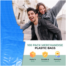 Load image into Gallery viewer, Blue Merchandise Plastic Shopping Bags - 100 Pack 9&quot; x 12&quot; with 1.25 mil Thick