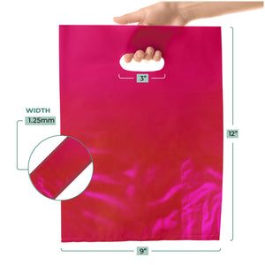 100 Pack 9" x 12" with 1.25 mil Thickness Pink Merchandise Plastic Glossy Retail Bags