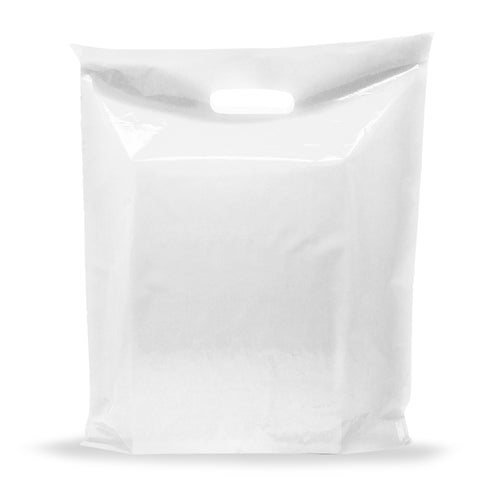 White Merchandise Plastic Shopping Bags - 100 Pack 12