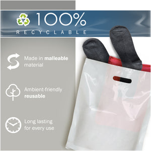 White Merchandise Plastic Shopping Bags - 100 Pack 12" x 15"with 1.5 mil Thick