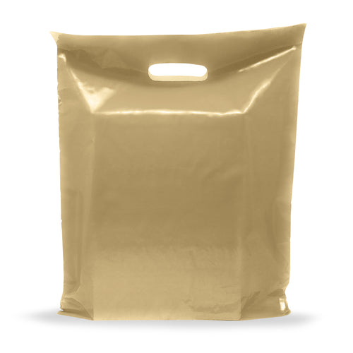 Gold Merchandise Plastic Shopping Bags - 100 Pack 12