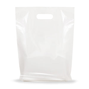 White Merchandise Plastic Shopping Bags - 100 Pack 12" x 15"with 1.25 mil Thick