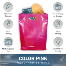 Load image into Gallery viewer, 100 Pack 12&quot; x 15&quot; x 1.25 Pink Merchandise Bags