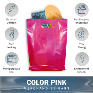 100 Pack 12" x 15" x 1.25 Pink Merchandise Bags