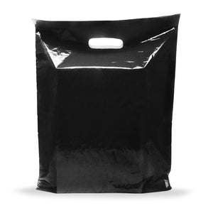 Black Merchandise Plastic Shopping Bags - 100 Pack 12" x 18" with 2 mil Thick