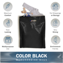 Load image into Gallery viewer, Black Merchandise Plastic Shopping Bags - 100 Pack 12&quot; x 18&quot; with 2 mil Thick