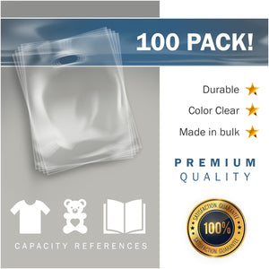Clear Merchandise Plastic Shopping Bags - 100 Pack 12" x 18" with 2 mil Thick