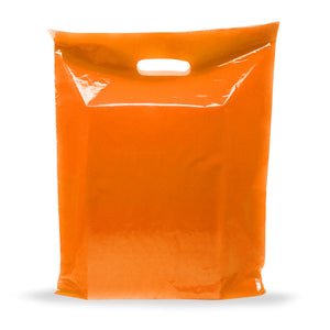 Orange Merchandise Plastic Shopping Bags - 100 Pack 12" x 18" with 2 mil Thick