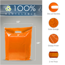Load image into Gallery viewer, Orange Merchandise Plastic Shopping Bags - 100 Pack 12&quot; x 18&quot; with 2 mil Thick
