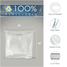 Load image into Gallery viewer, 100 Pack 16&quot; x 16&quot; with 2 mil Thick Clear Merchandise Plastic Glossy Retail Bags