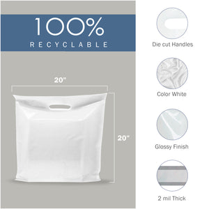 100 Pack 12 x 15 with 2 mil Thick Extra Large White Merchandise Plas –  Conintech