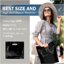 Load image into Gallery viewer, 100 Pack 20&quot; x 20&quot; with 2 mil Thick Extra Large Black Merchandise Plastic Retail Bags