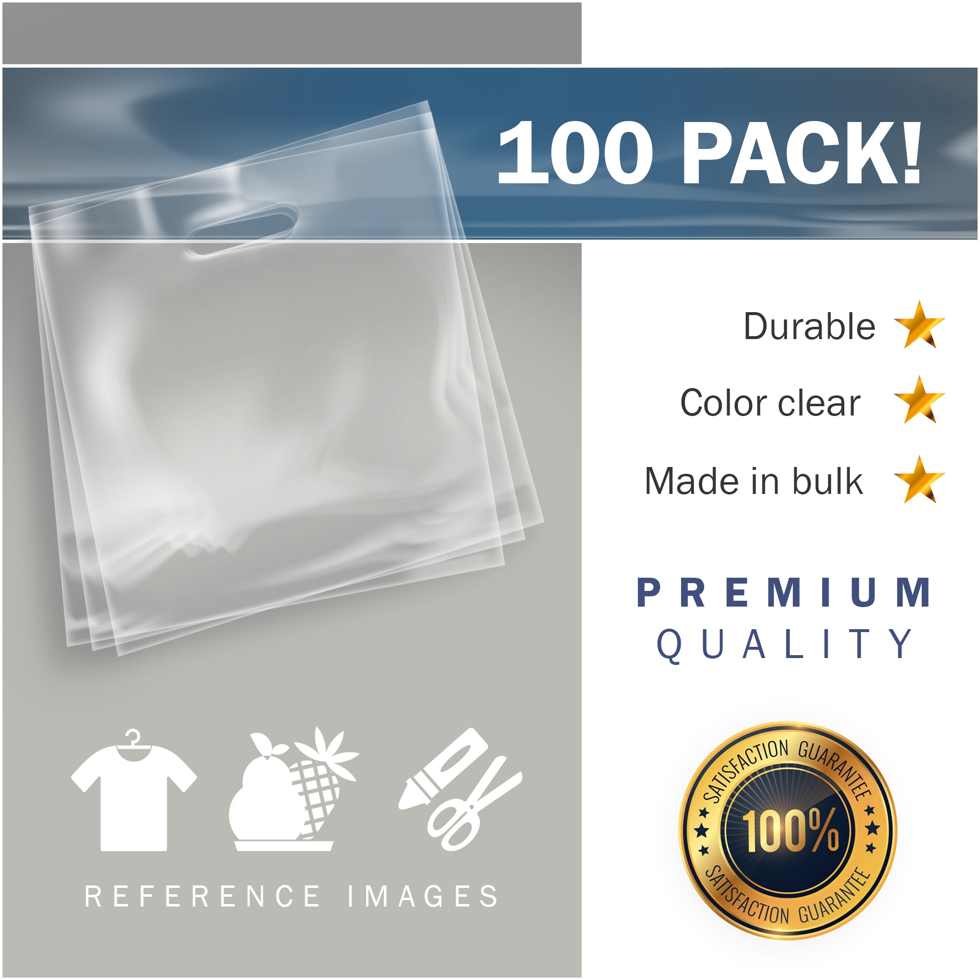 100 Pack 20 x 20 with 2 mil Thick Extra Large Clear Merchandise Plas –  Conintech