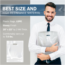 Load image into Gallery viewer, 100 Pack 20&quot; x 22&quot; with 2 mil Thick Extra Large White Merchandise Plastic Retail Bags