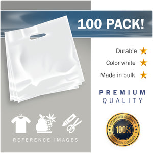 100 Pack 22" x 22" with 2 mil Thick Extra Large White Merchandise Plastic Retail Bags