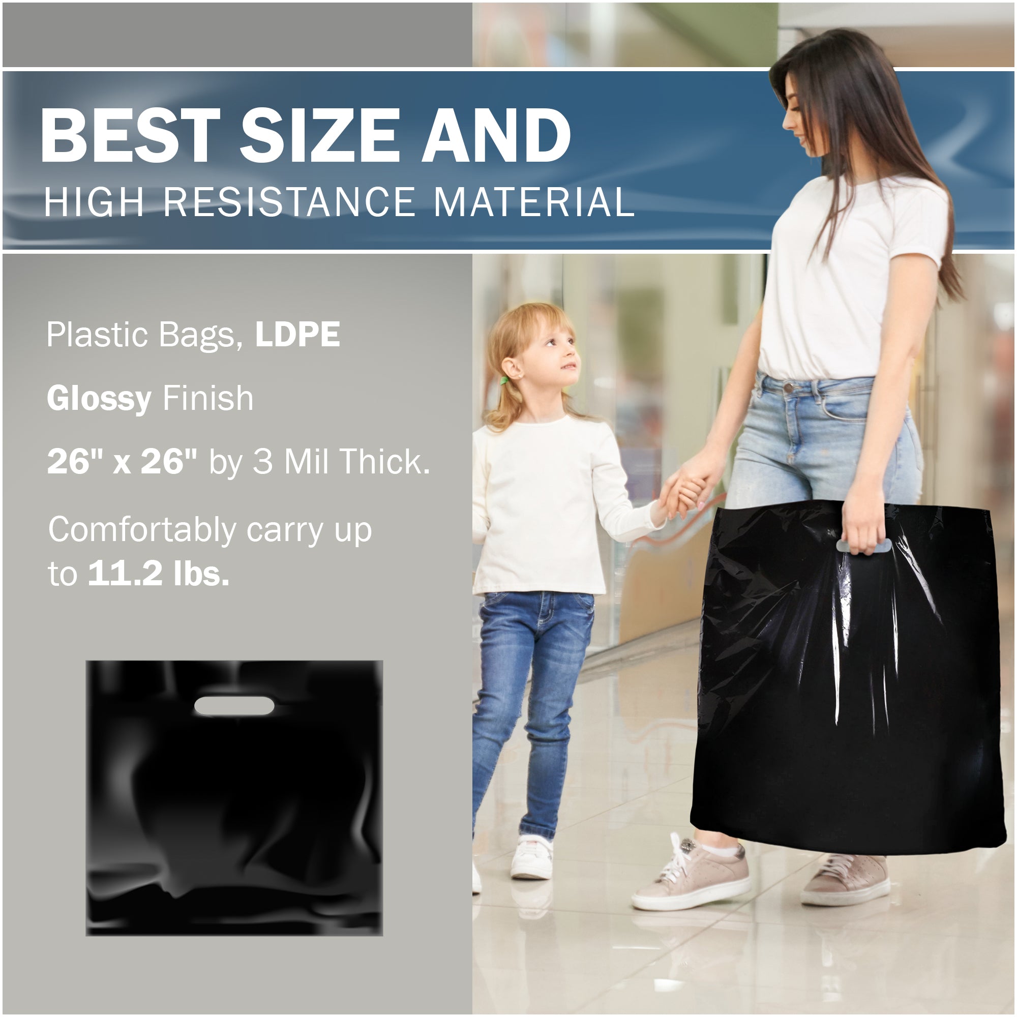 Grocery Bag Extra Large White Merchandise Bags - Glossy Plastic Perfect ...