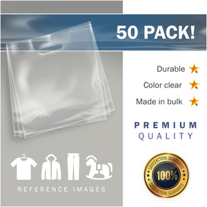 50 Pack 26" x 26" with 2 mil Thick Extra Large Clear Merchandise Plastic Retail Bags